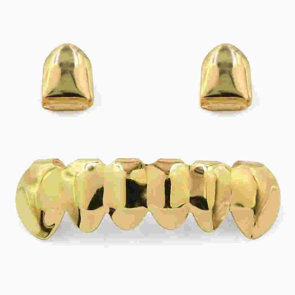 2 Top 6 Bottom Gold Grillz Rhino Grillz