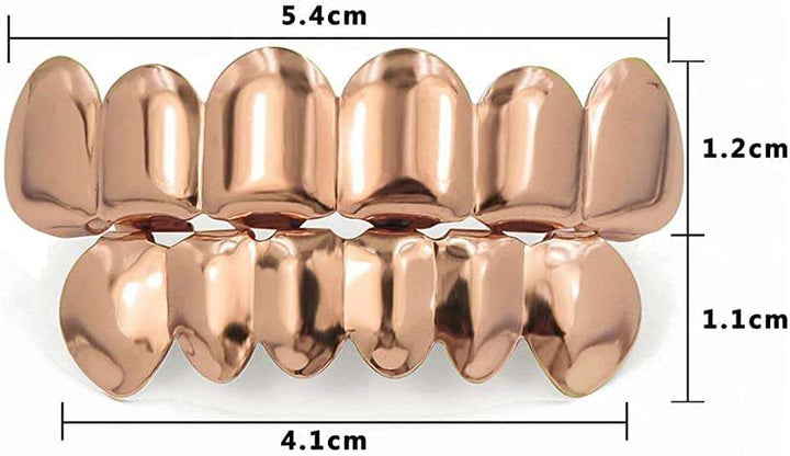 6 Tooth Rose Gold Grillz Top And Bottom