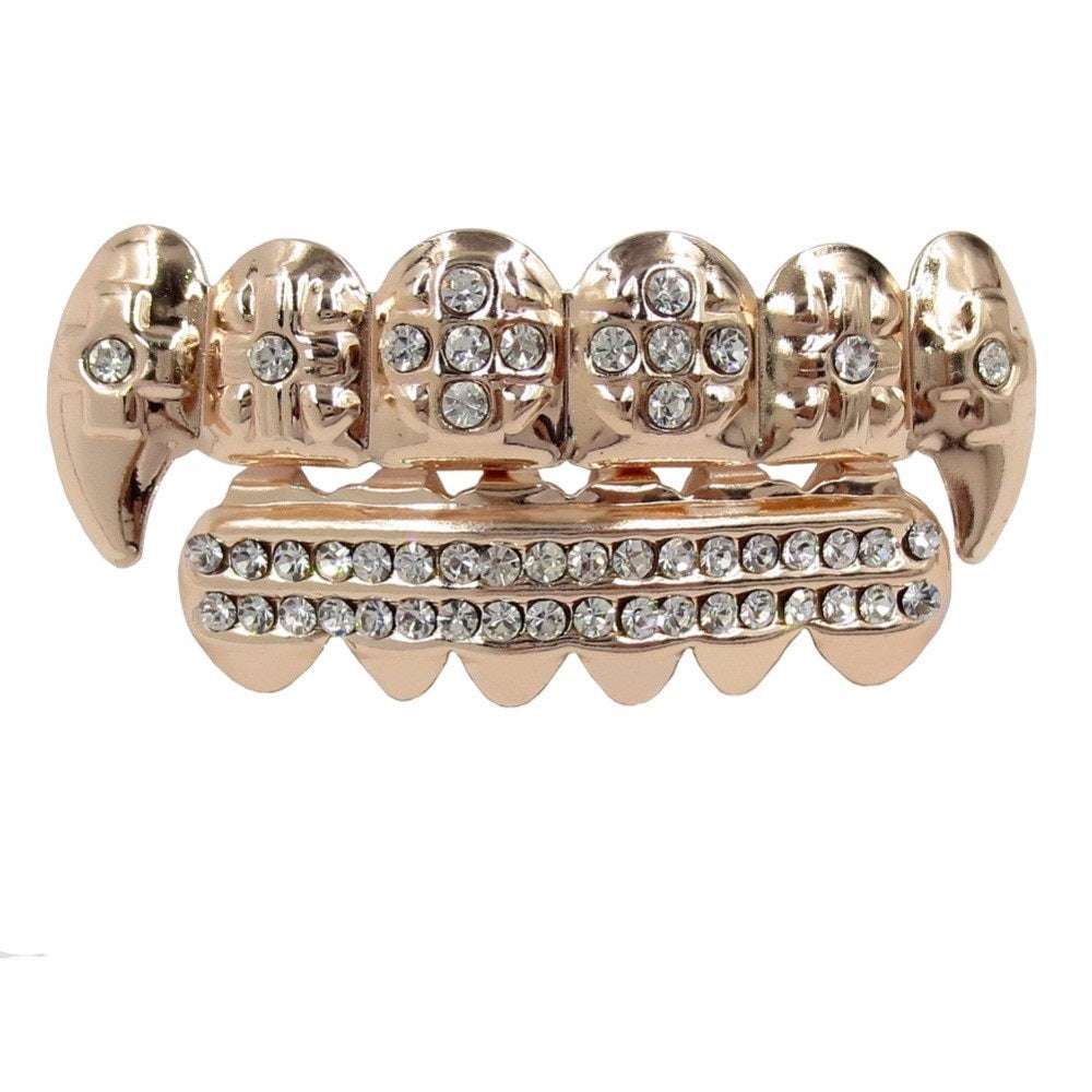 Gold Grillz With Diamond Fangs Enjoy Discount