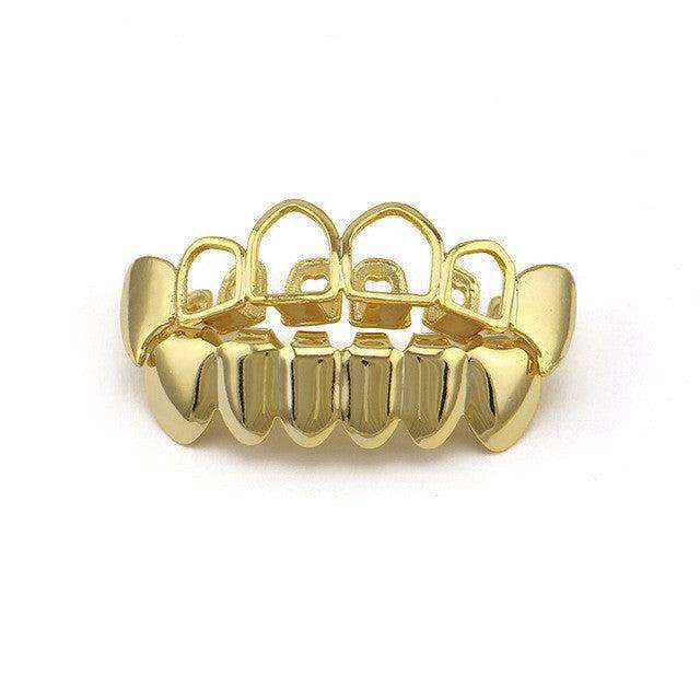 Gold Open Face Vampire Fangs Grillz Rhino Grillz 