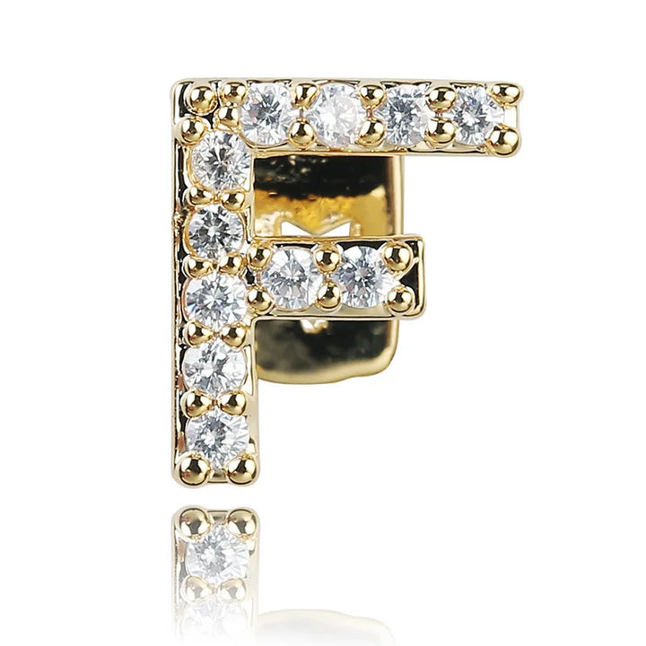 26 Letter CZ Teeth Grillz Caps Cubic Zircon Iced Out Micro Pave Top Charm Grills For Men Women Hip Hop Jewelry Cosplay Gift
