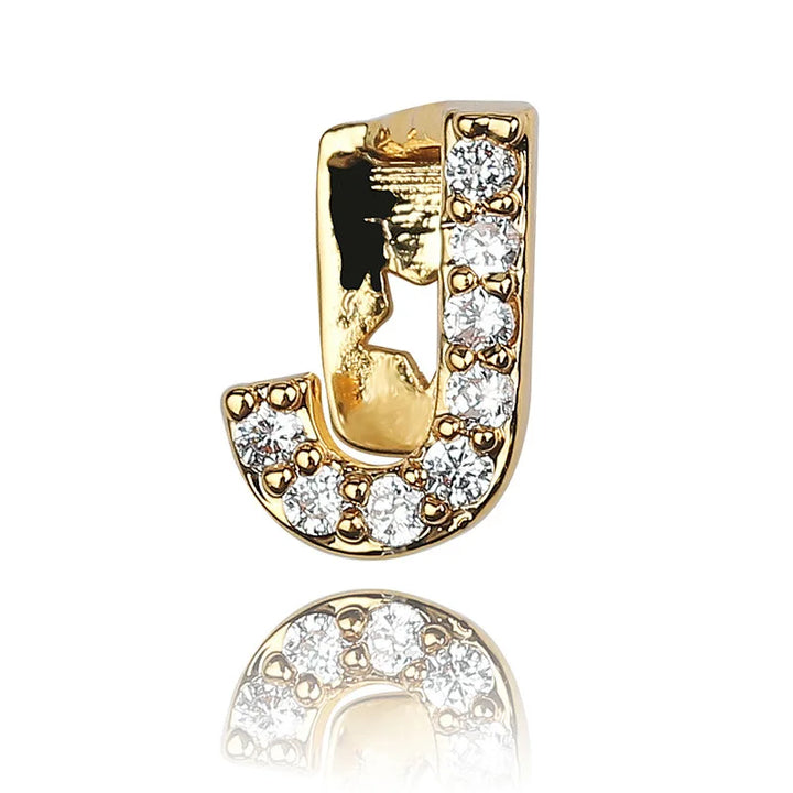 26 Letter CZ Teeth Grillz Caps Cubic Zircon Iced Out Micro Pave Top Charm Grills For Men Women Hip Hop Jewelry Cosplay Gift