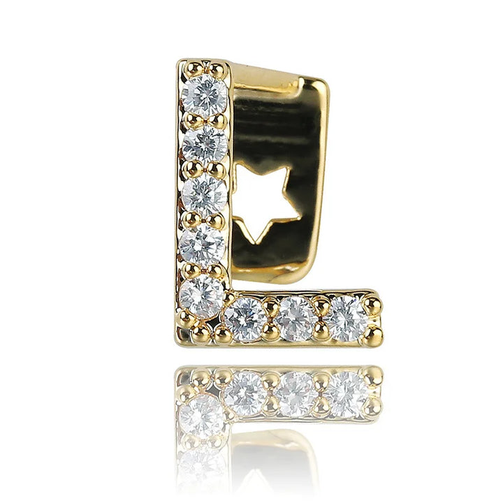 26 Letter CZ Teeth Grillz Caps Cubic Zircon Iced Out Micro Pave Top Charm Grills For Men Women Hip Hop Jewelry Cosplay Gift