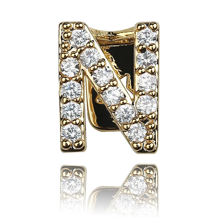 26 Letter CZ Teeth Grillz Caps Cubic Zircon Iced Out Micro Pave Top Charm Grills For Men Women Hip Hop Jewelry Cosplay Gift