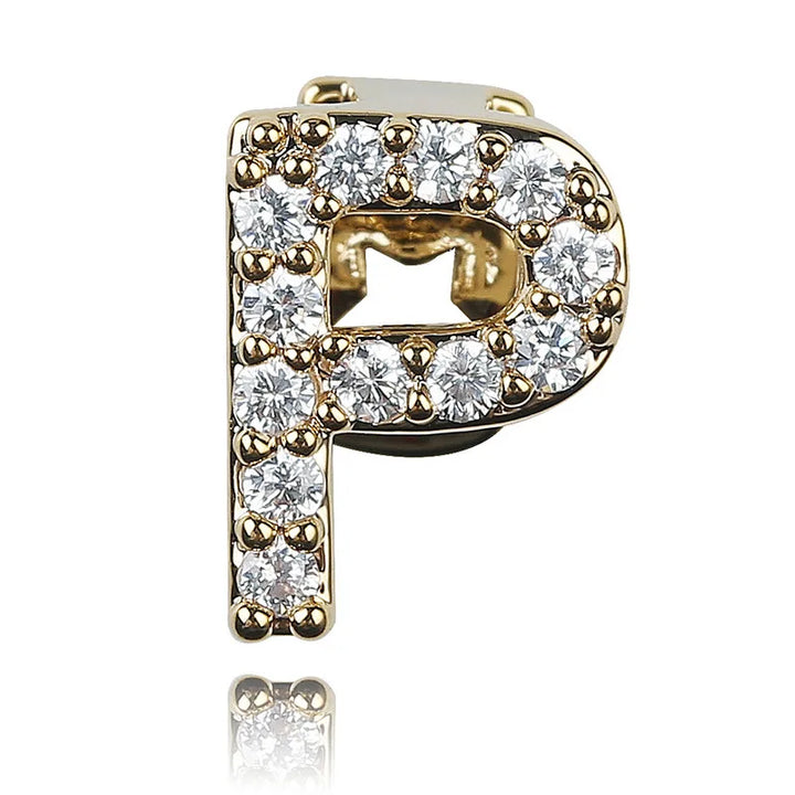 26 Letter CZ Teeth Grillz Caps Cubic Zircon Iced Out Micro Pave Top Charm Grills For Men Women Hip Hop Jewelry Cosplay Gift