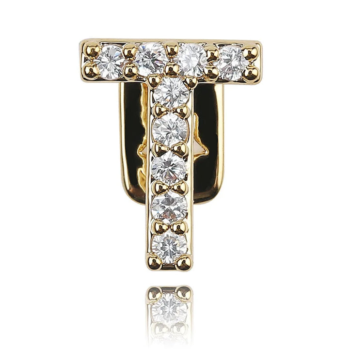 26 Letter CZ Teeth Grillz Caps Cubic Zircon Iced Out Micro Pave Top Charm Grills For Men Women Hip Hop Jewelry Cosplay Gift
