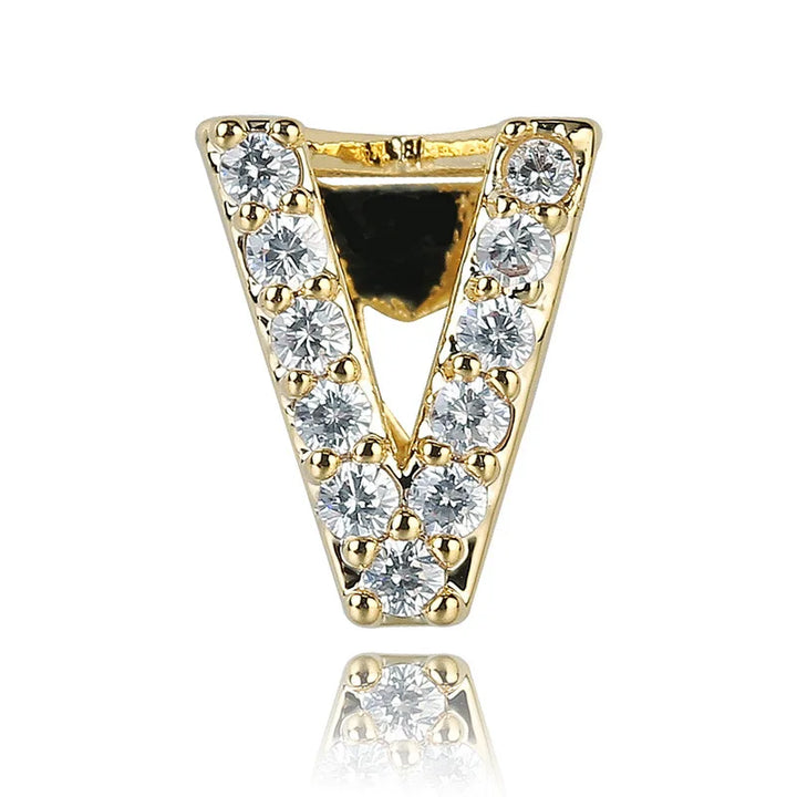 26 Letter CZ Teeth Grillz Caps Cubic Zircon Iced Out Micro Pave Top Charm Grills For Men Women Hip Hop Jewelry Cosplay Gift