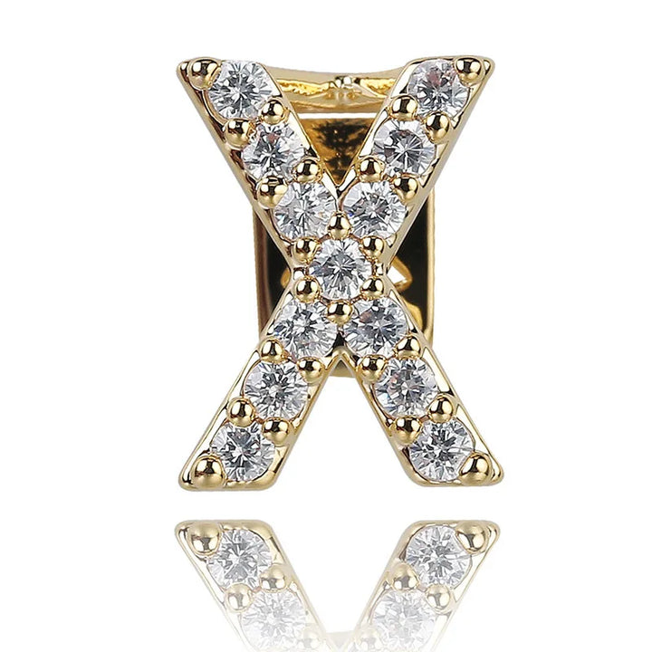 26 Letter CZ Teeth Grillz Caps Cubic Zircon Iced Out Micro Pave Top Charm Grills For Men Women Hip Hop Jewelry Cosplay Gift