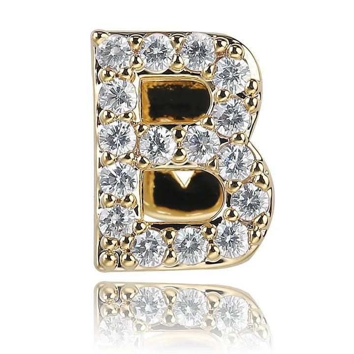 26 Letter CZ Teeth Grillz Caps Cubic Zircon Iced Out Micro Pave Top Charm Grills For Men Women Hip Hop Jewelry Cosplay Gift
