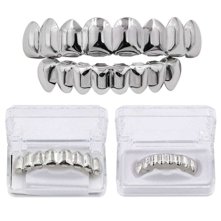 8 Top And Bottom Silver Grillz