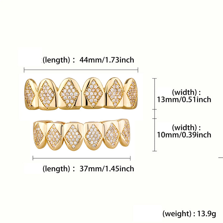 [Bottom[ Six Teeth Zircon Gold Grillz