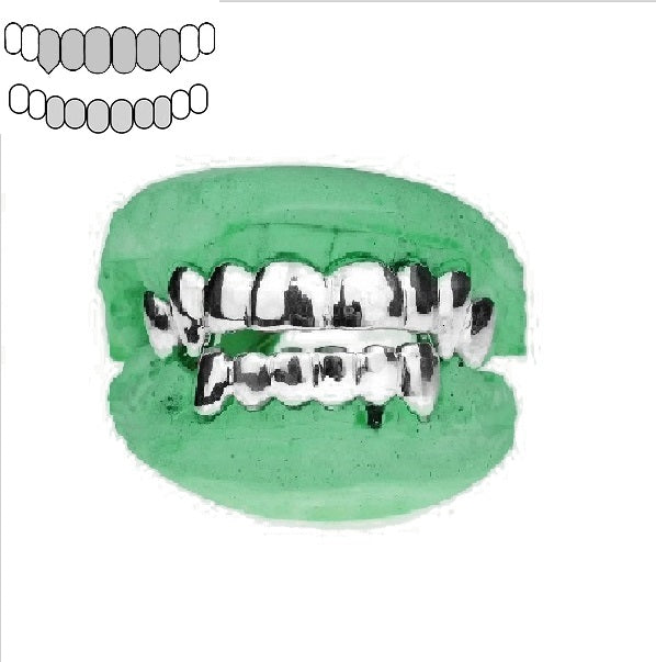 [Custom] .925 Sterling Silver Vampire Top Fang and Normal Bottom Grillz