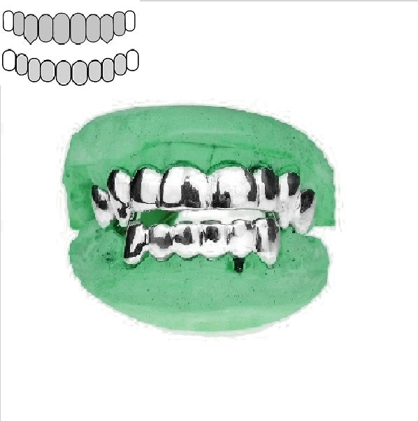 [Custom] .925 Sterling Silver Vampire Top Fang and Normal Bottom Grillz
