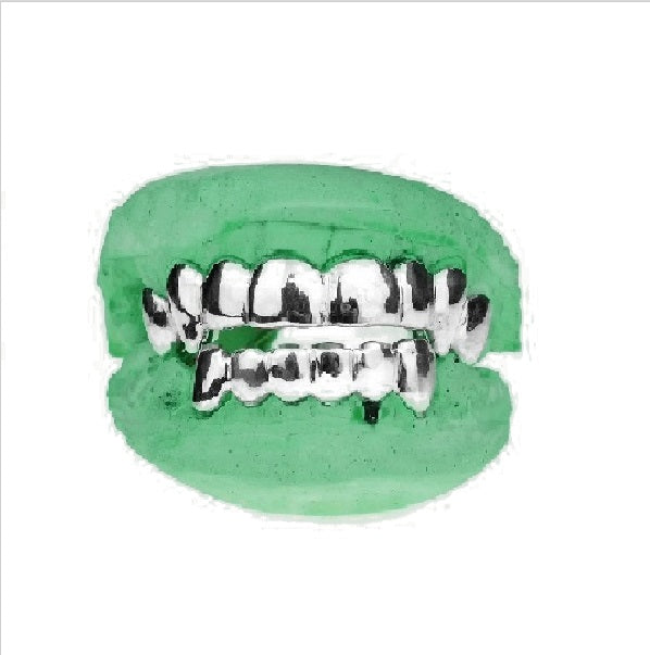 [Custom] .925 Sterling Silver Vampire Top Fang and Normal Bottom Grillz