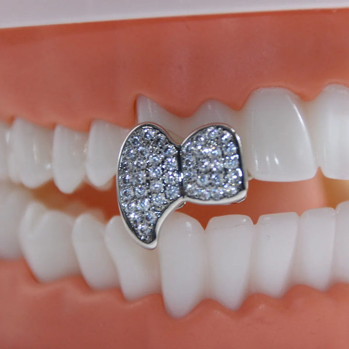 [Double] Silver Studded Canine Grillz