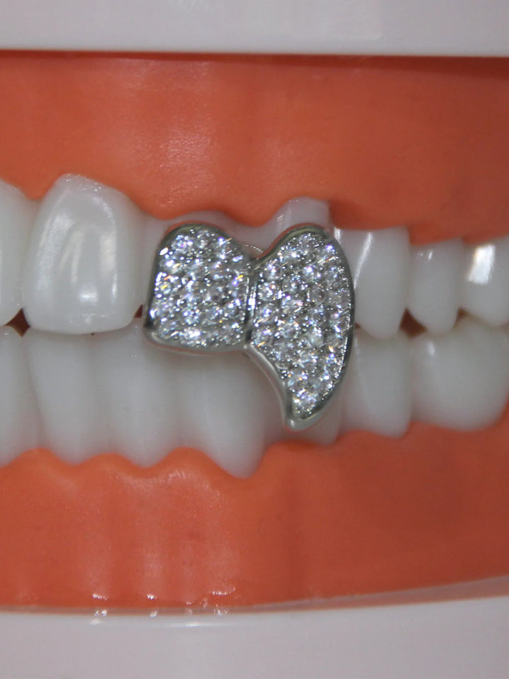 [Double] Silver Studded Canine Grillz