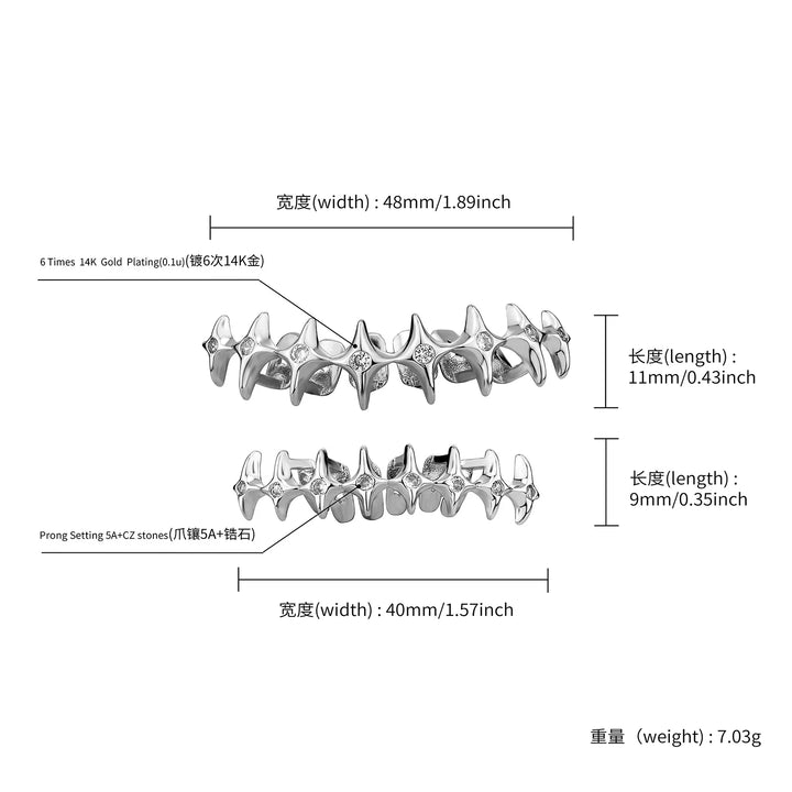 [Full Set] Multiple Row Star Grillz