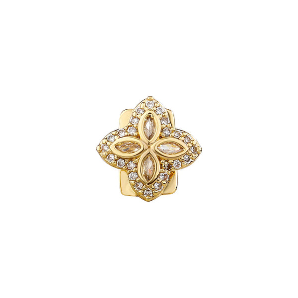 Gold Silver Color Single Flower Iced Out Grillz Teeth Men Women Hip Hop Bling Tooth Grills Caps Fashion Jewelry