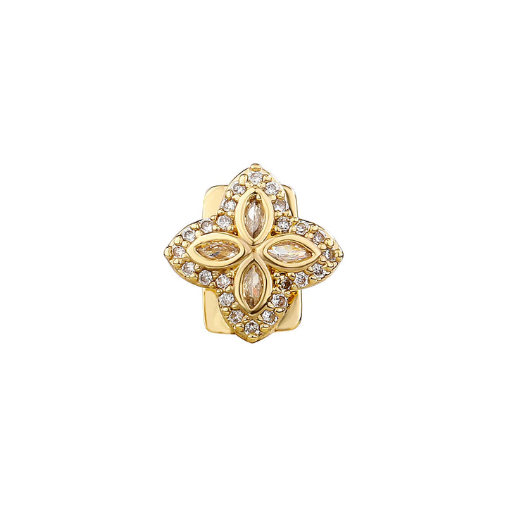Gold Silver Color Single Flower Iced Out Grillz Teeth Men Women Hip Hop Bling Tooth Grills Caps Fashion Jewelry