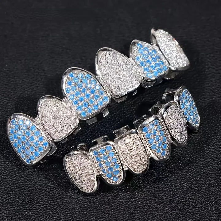 Halloween New Cool Full Zircon Teeth Decoration 6 Pointed Teeth Vampire Zircon Hip Hop Teeth Decoration Neutral False Teeth
