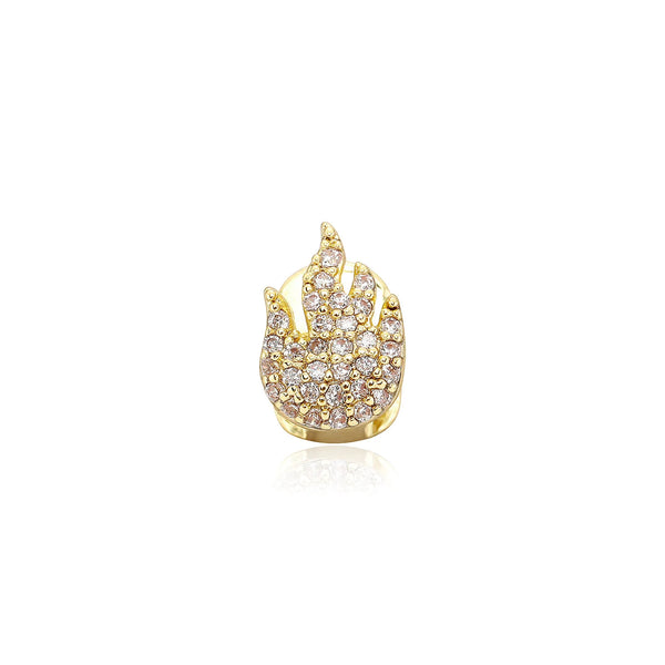 Hip Hop Silver Gold Plated Grillz Teeth Shiny CZ Crystal Hollow out Love Flame Grillz Heart Shape Top & Bottom Tooth Cap