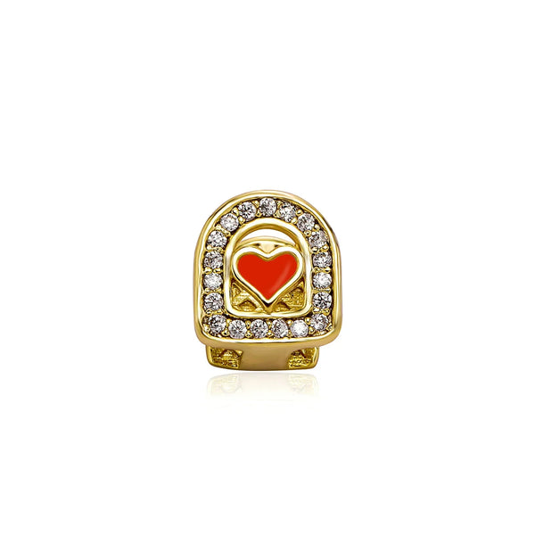 Unisex Hip Hop Heart dientes Grillz Oro/Plata Color extraíble cima & fondo Joyas de moda dental de la boca dental