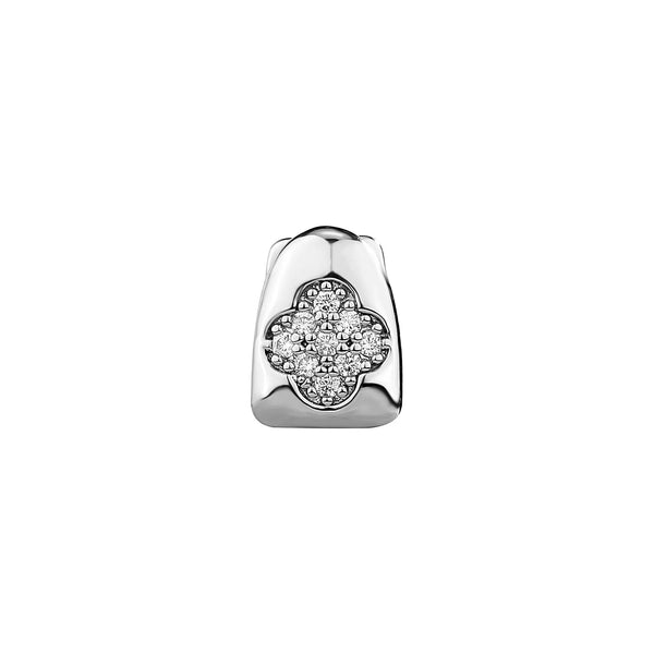 [Single] Silver Iced Out Clover Grillz