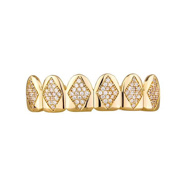 [Top] Six Teeth Zircon Gold Grillz