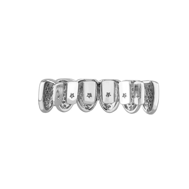 [Top] Six Teeth Zircon Silver Grillz