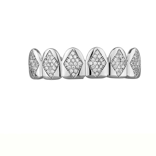 [Top] Six Teeth Zircon Silver Grillz