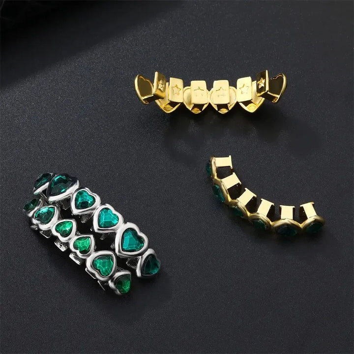 [Top amd Bottom] Emerald Heart Grillz