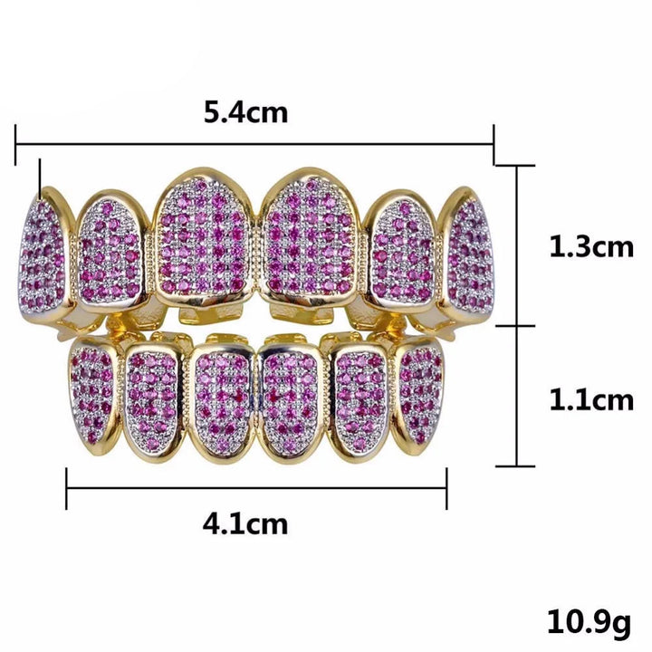 [Top and Bottom] Fushia Iced Out Grillz