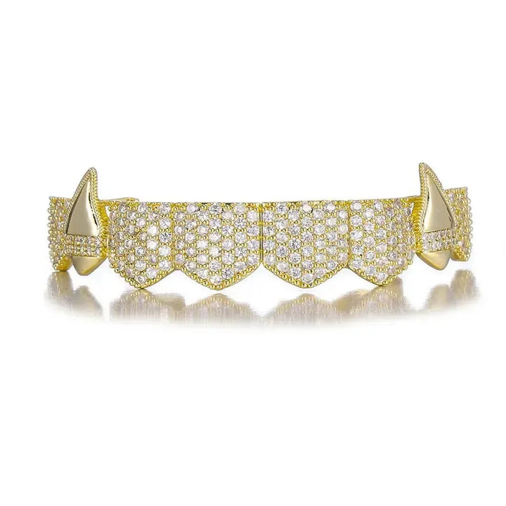 [Top and Bottom] Iced Out Dracula Fang Grillz
