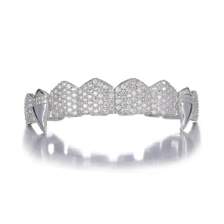 [Top and Bottom] Iced Out Dracula Fang Grillz