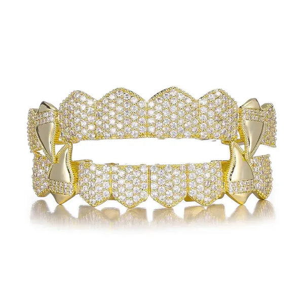 [Top and Bottom] Iced Out Dracula Fang Grillz