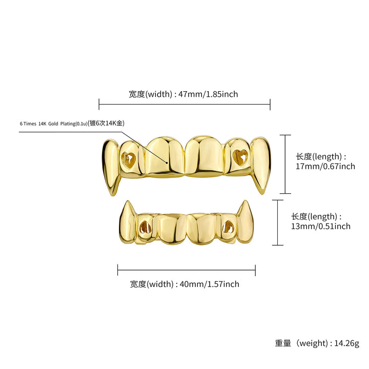 [Top and Bottom] Plated Metal Vampire Fang Grillz