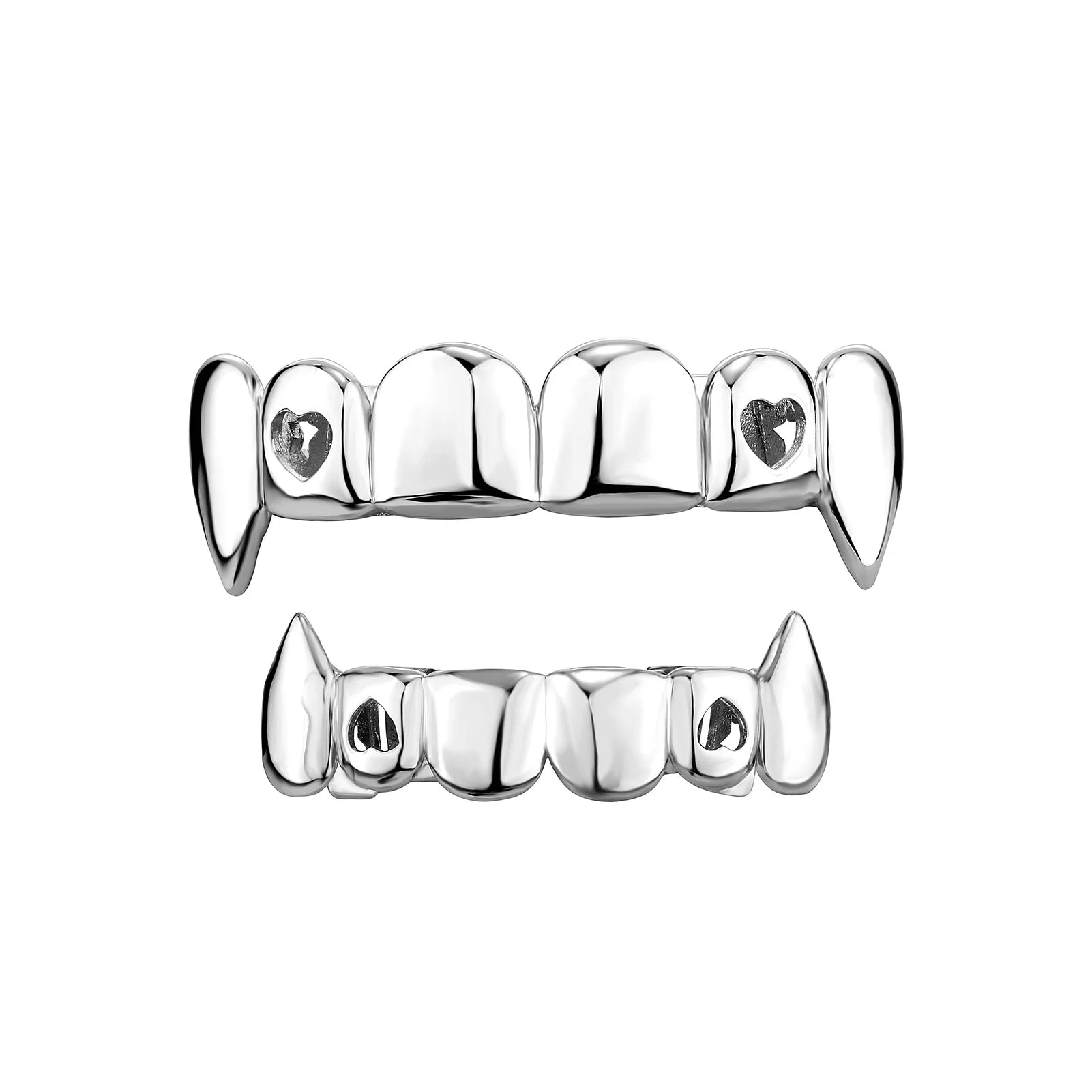 [Top and Bottom] Plated Metal Vampire Fang Grillz – Rhino Grillz