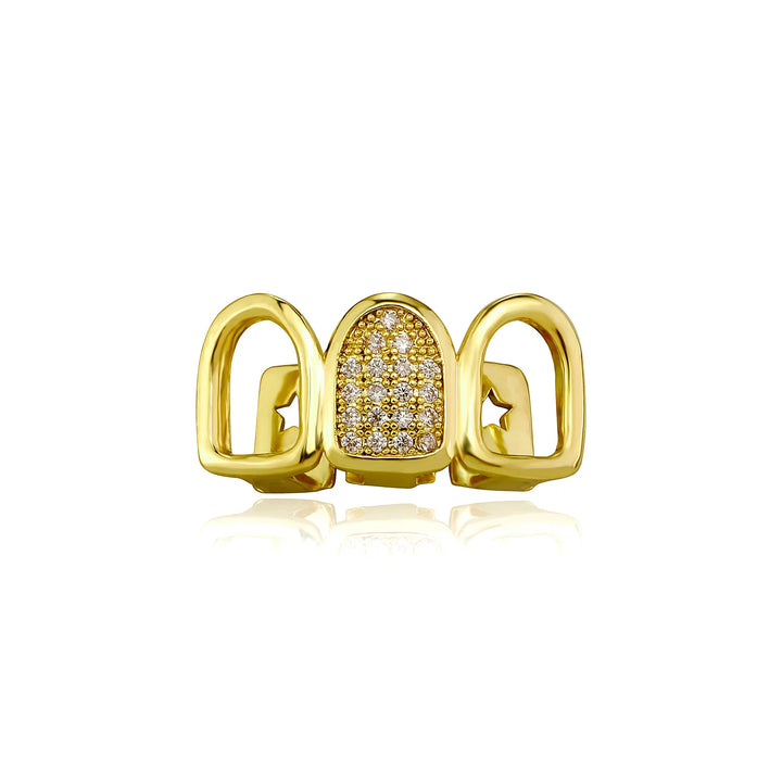 Triple Grillz With Studded Center [Single]