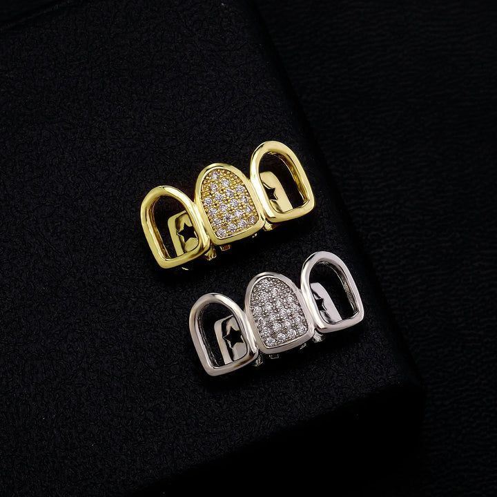 Triple Grillz With Studded Center [Single]