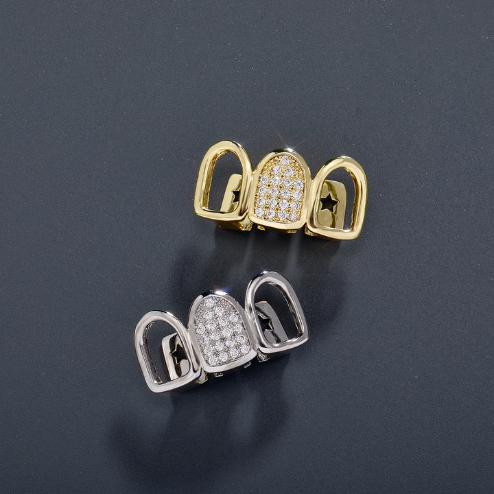 Triple Grillz With Studded Center [Single]