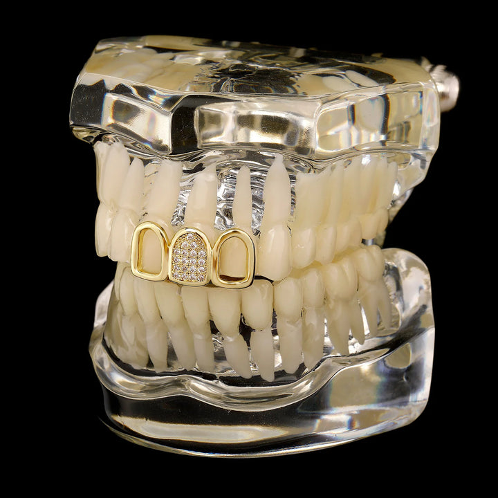 Triple Grillz With Studded Center [Single]