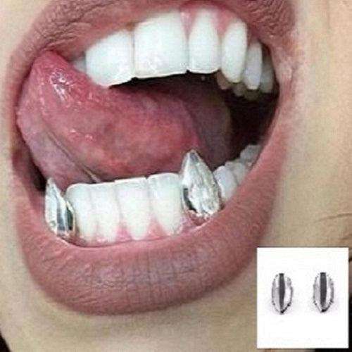 [2X Single Tooth] Silver Vampire Fang Grillz