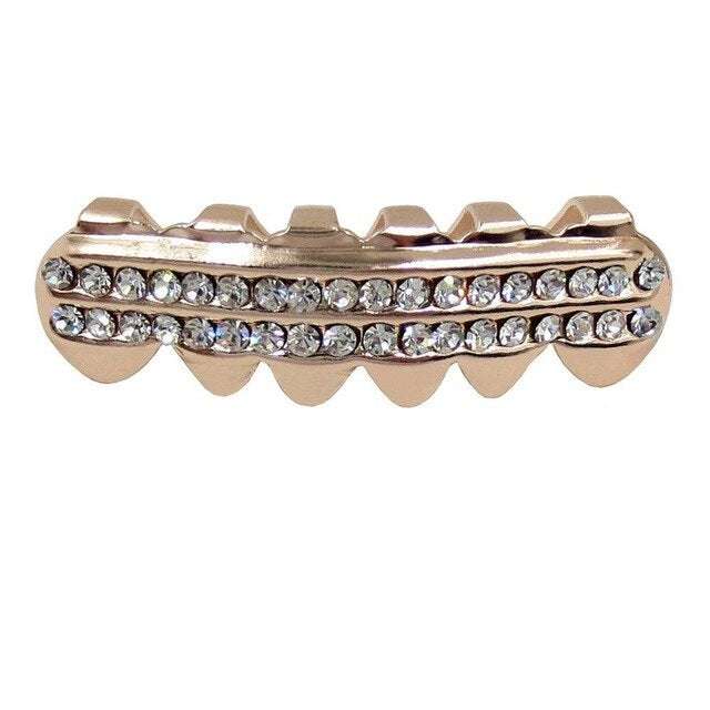 Diamond Fangs Rose Gold Grillz [Top And Bottom] – Rhino Grillz