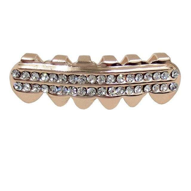 Diamond Fangs Rose Gold Grillz [Top And Bottom]