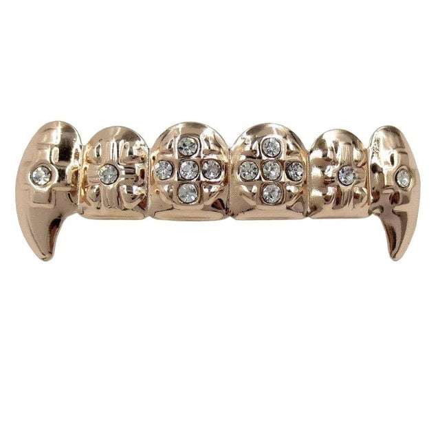 Diamond Fangs Rose Gold Grillz [Top And Bottom] – Rhino Grillz