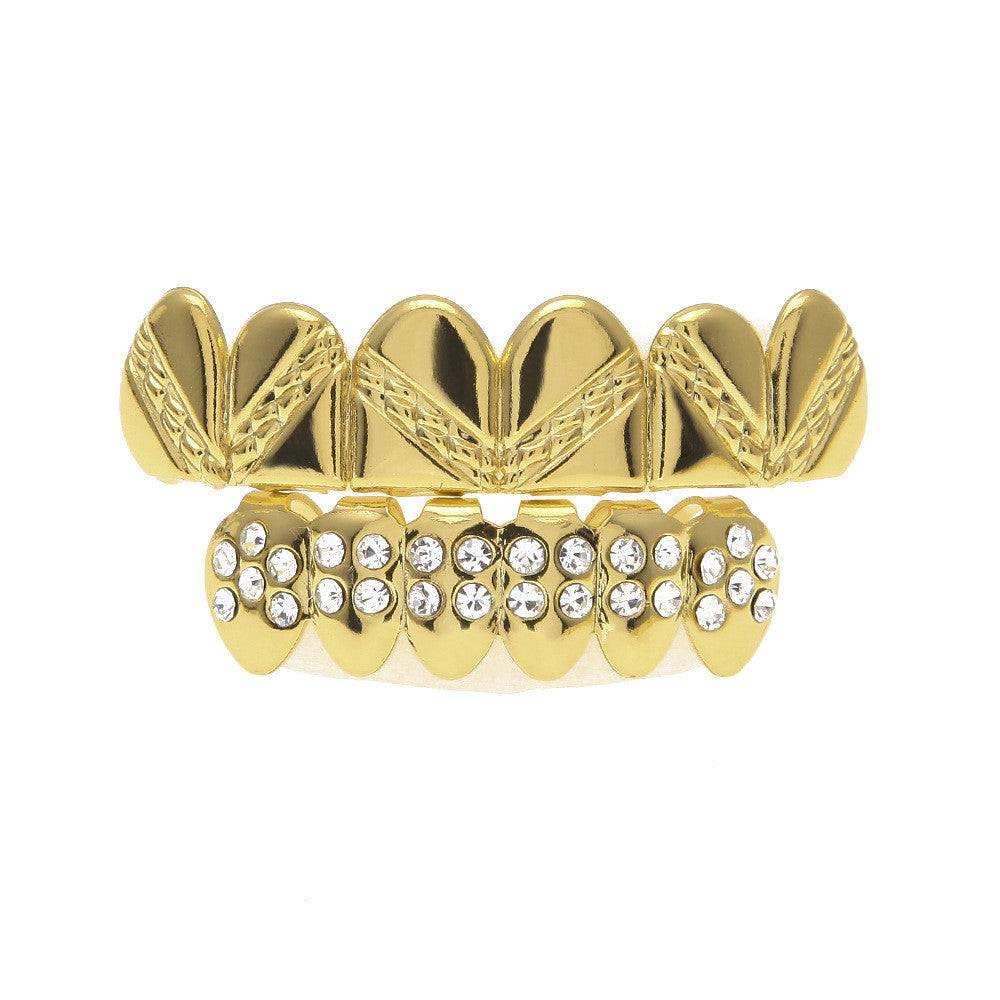 Fake Gold Teeth Aztec Diamond Grillz – Rhino Grillz