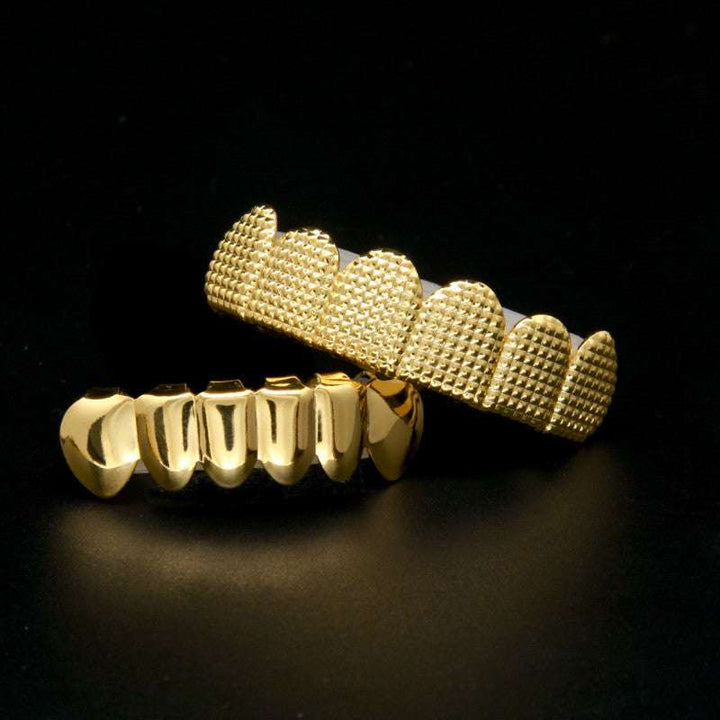 Grid Stamped Gold Plated Grillz