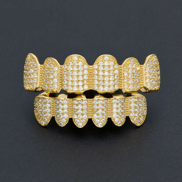 Luxury Gold Iced Out Diamond Grillz Top And Bottom Set