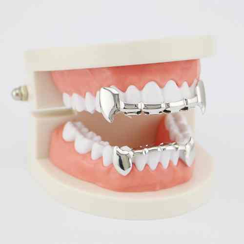 Silver Plated Half Fang Grillz