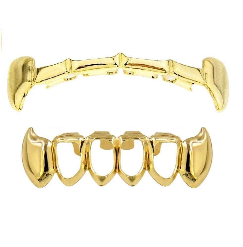 Gold Open Face & Half Fang Grillz – Rhino Grillz